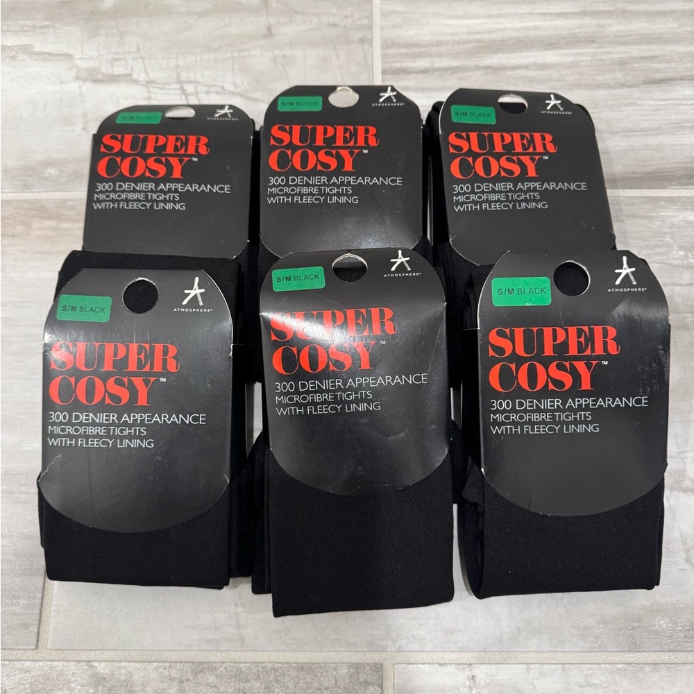 New. Fleece lined tights. Black. Size S-M. Pack of 6